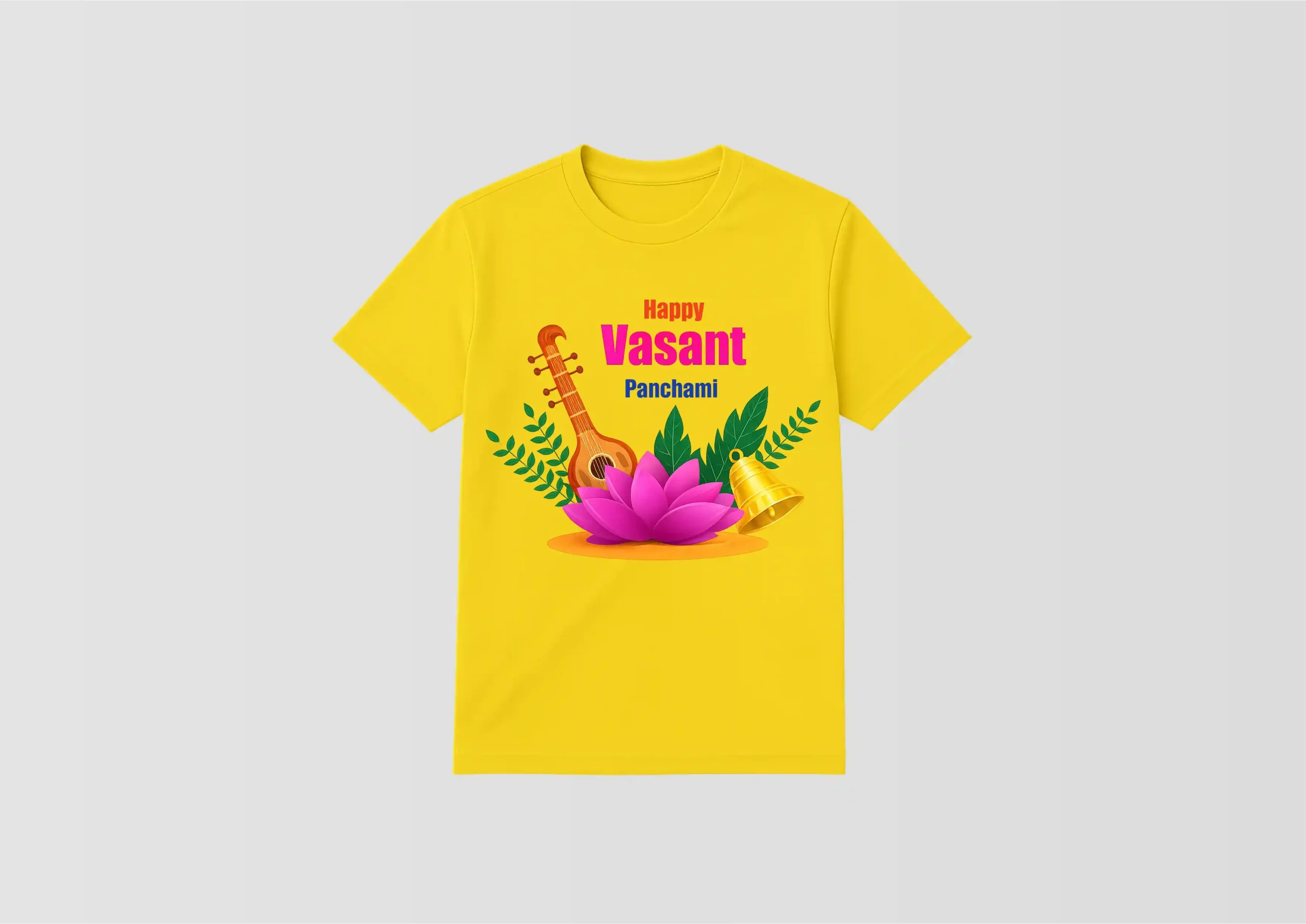23 Vasant Panchami Special Yellow T-Shirt - Design24 - Image 1