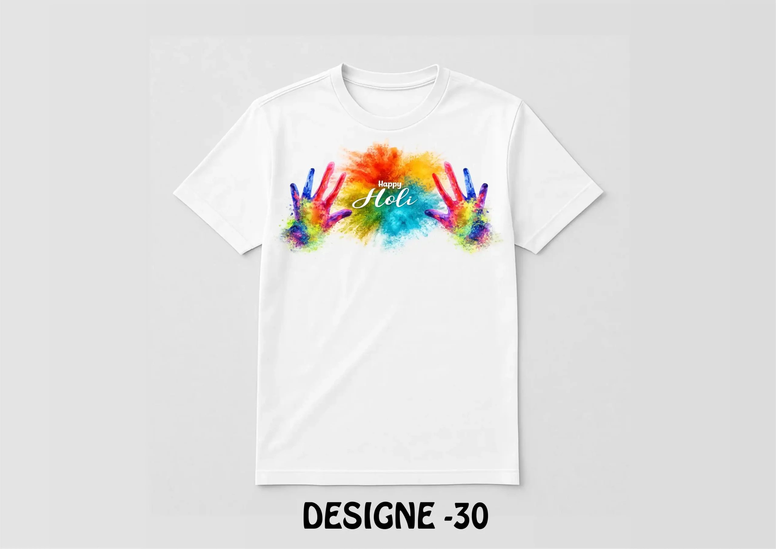 30 Holi Special White T-Shirt - Design30 - Image 1