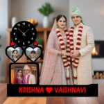 Couple-name-clock Photo Cut-Out Standy