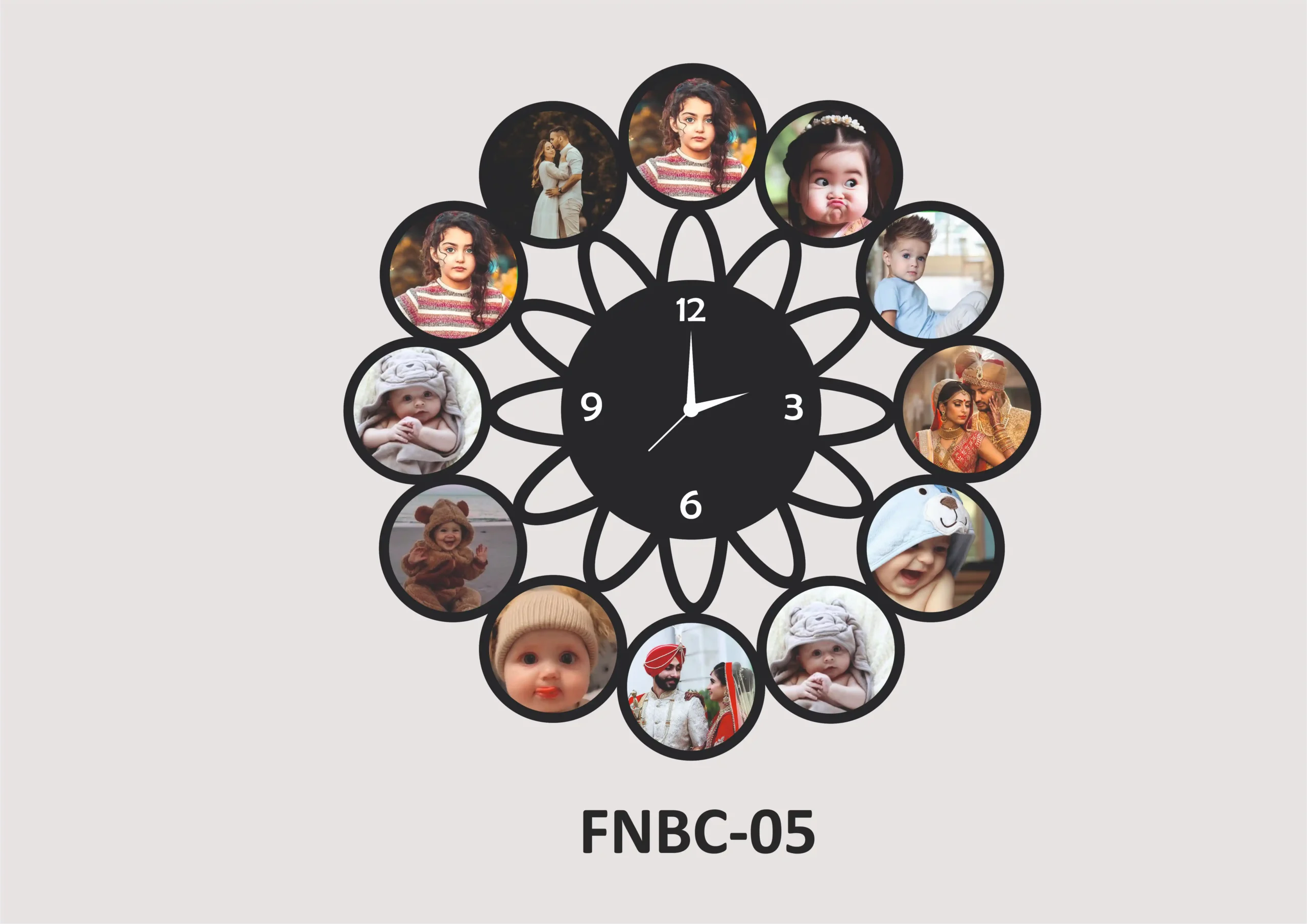 FNBC-05-1 Personalized MDF Photo Wall Clock – FNBC05 - Image 1