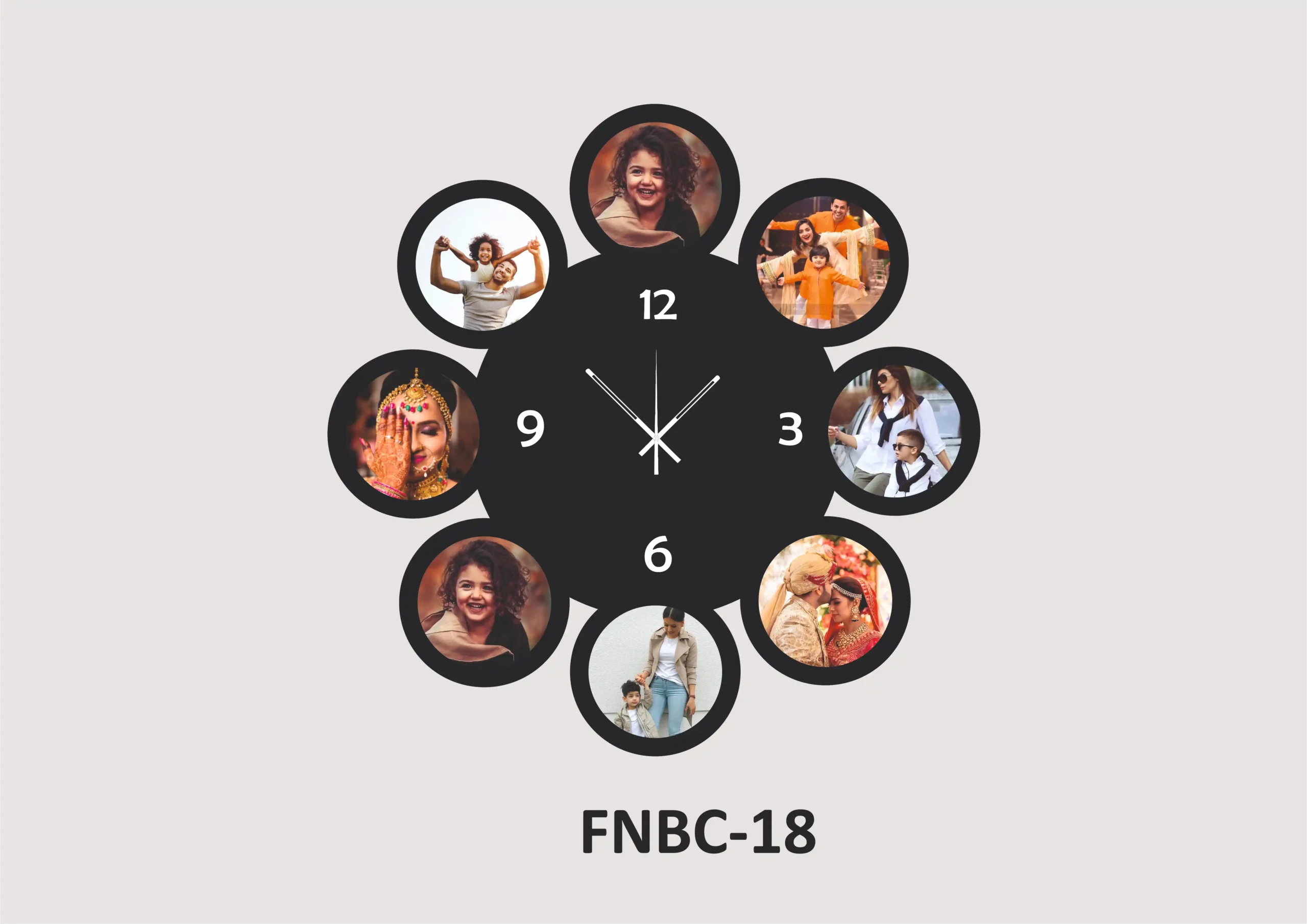 FNBC-18-1 Personalized MDF Photo Wall Clock – FNBC18 - Image 1