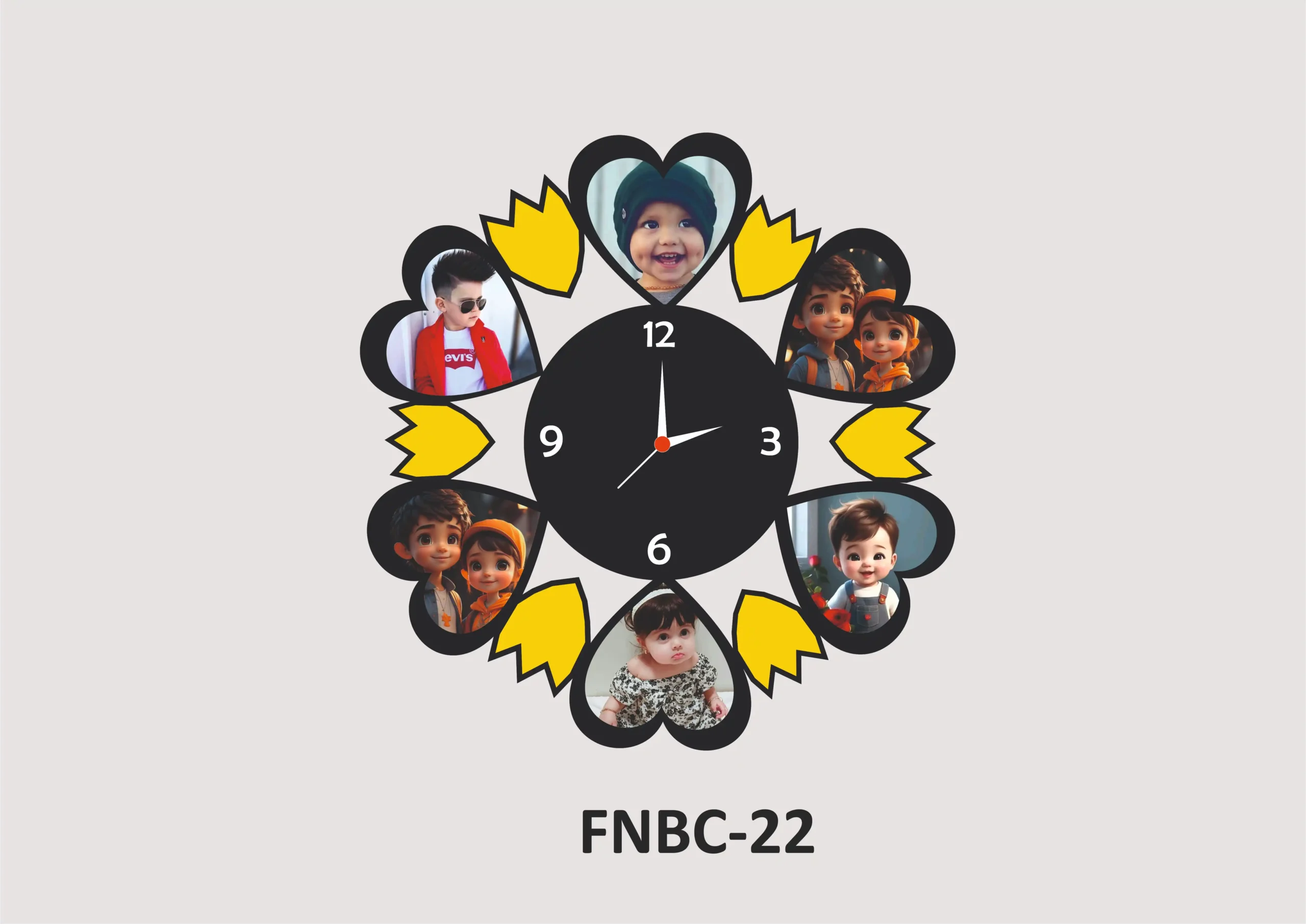 FNBC-22-1 Personalized MDF Photo Wall Clock – FNBC22 - Image 1