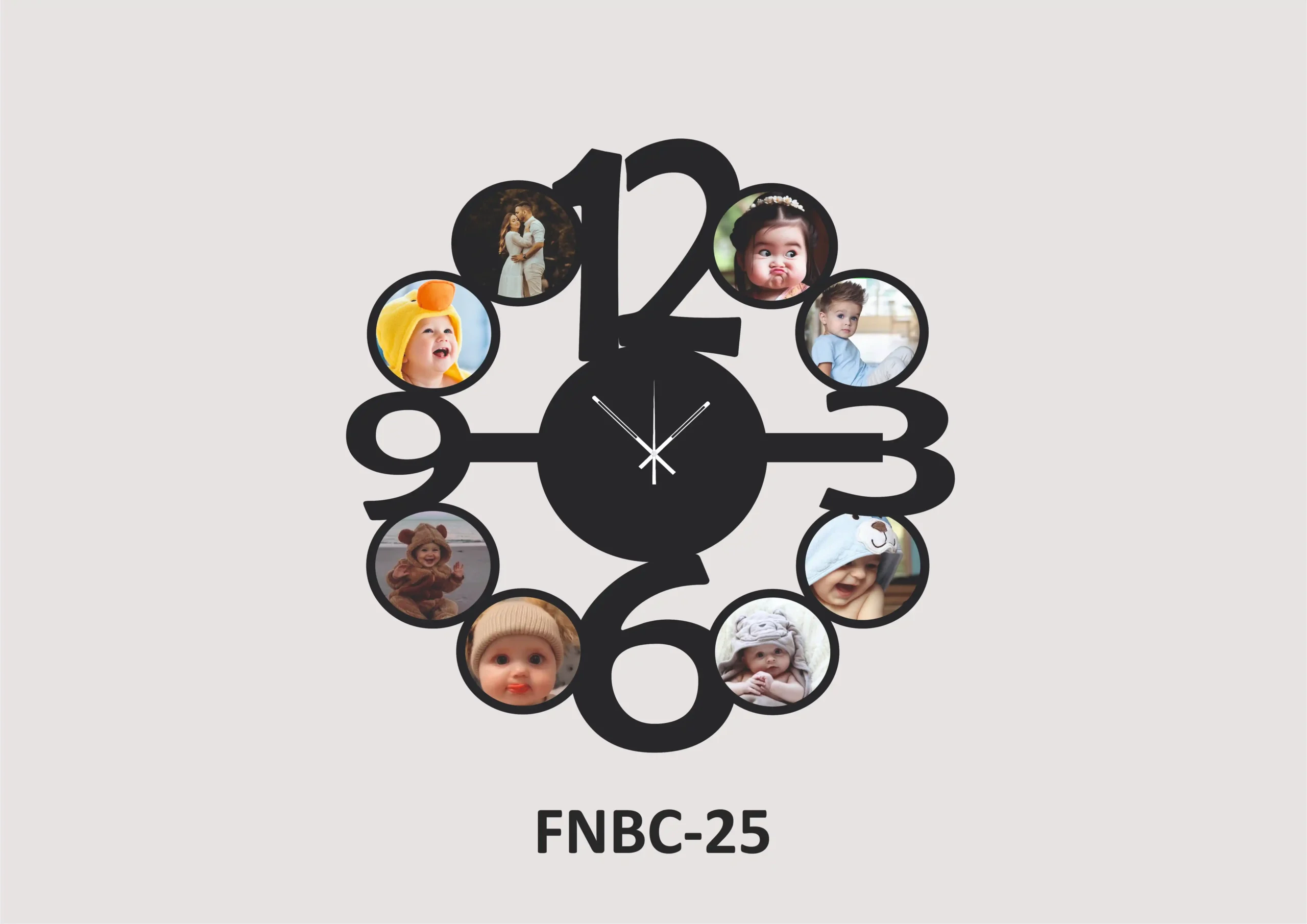 FNBC-25-1 Personalized MDF Photo Wall Clock – FNBC25 - Image 1