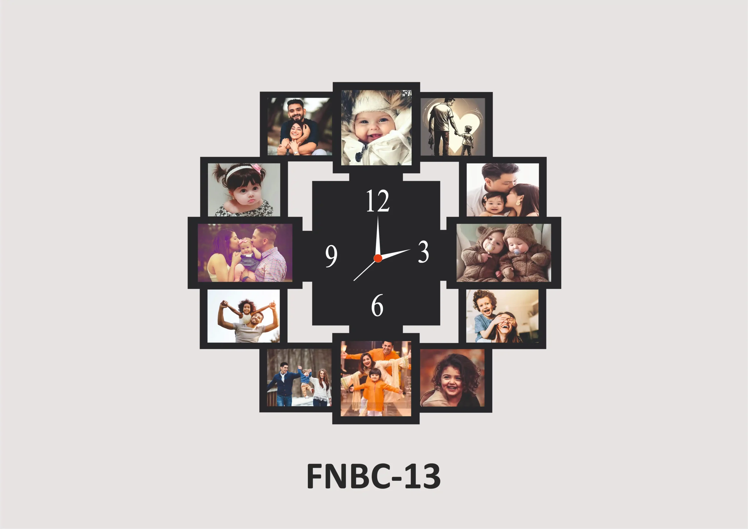 FNBC13- 1 Personalized MDF Photo Wall Clock – FNBC13 - Image 1