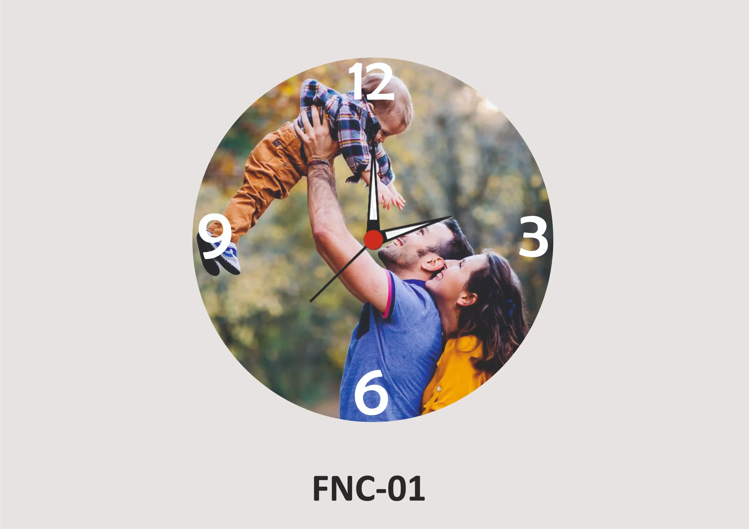 FNC1- 1 Personalized MDF Photo Wall Clock – FNC1 - Image 1