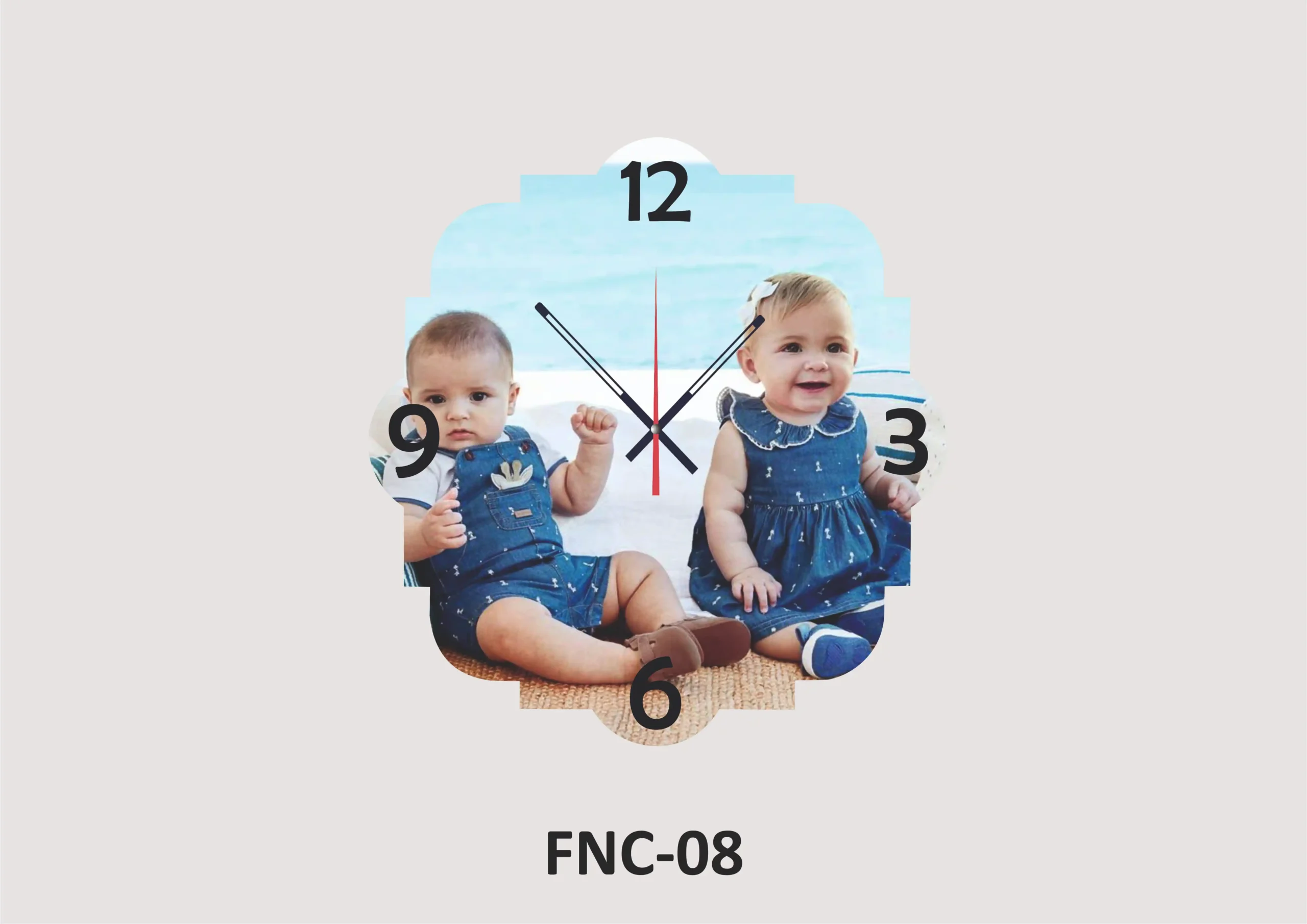 FNC8- 1 Personalized MDF Photo Wall Clock – FNC8 - Image 1