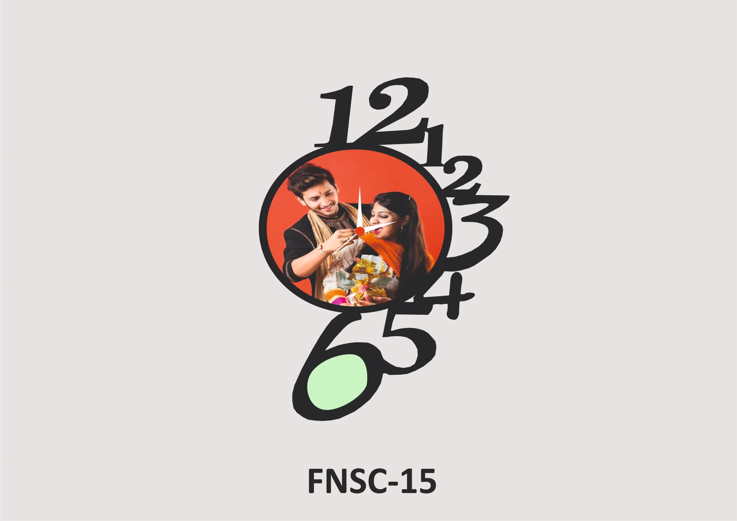 FNSC15- 1 Personalized MDF Photo Wall Clock – FNSC15 - Image 1