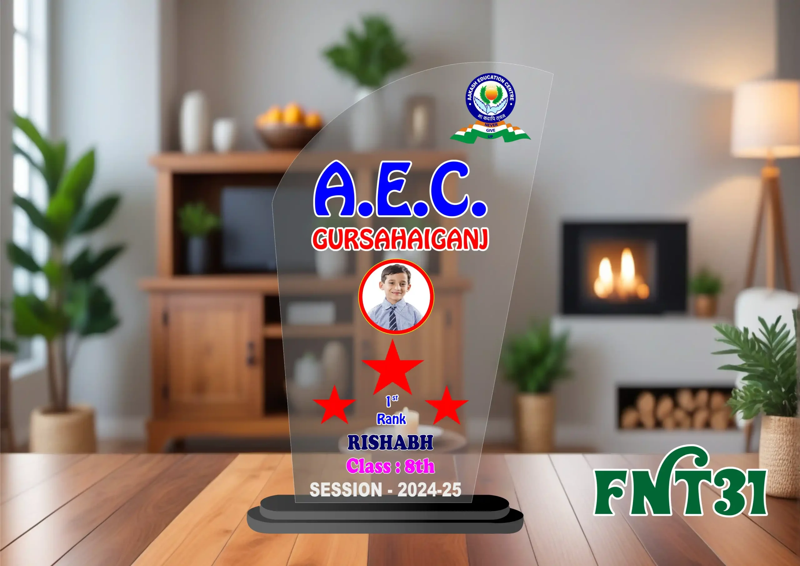 FNT31- 1 Acrylic Engraved & UV Trophy Elegant Laser Cut Award for Achievements - FNT31 - Image 1