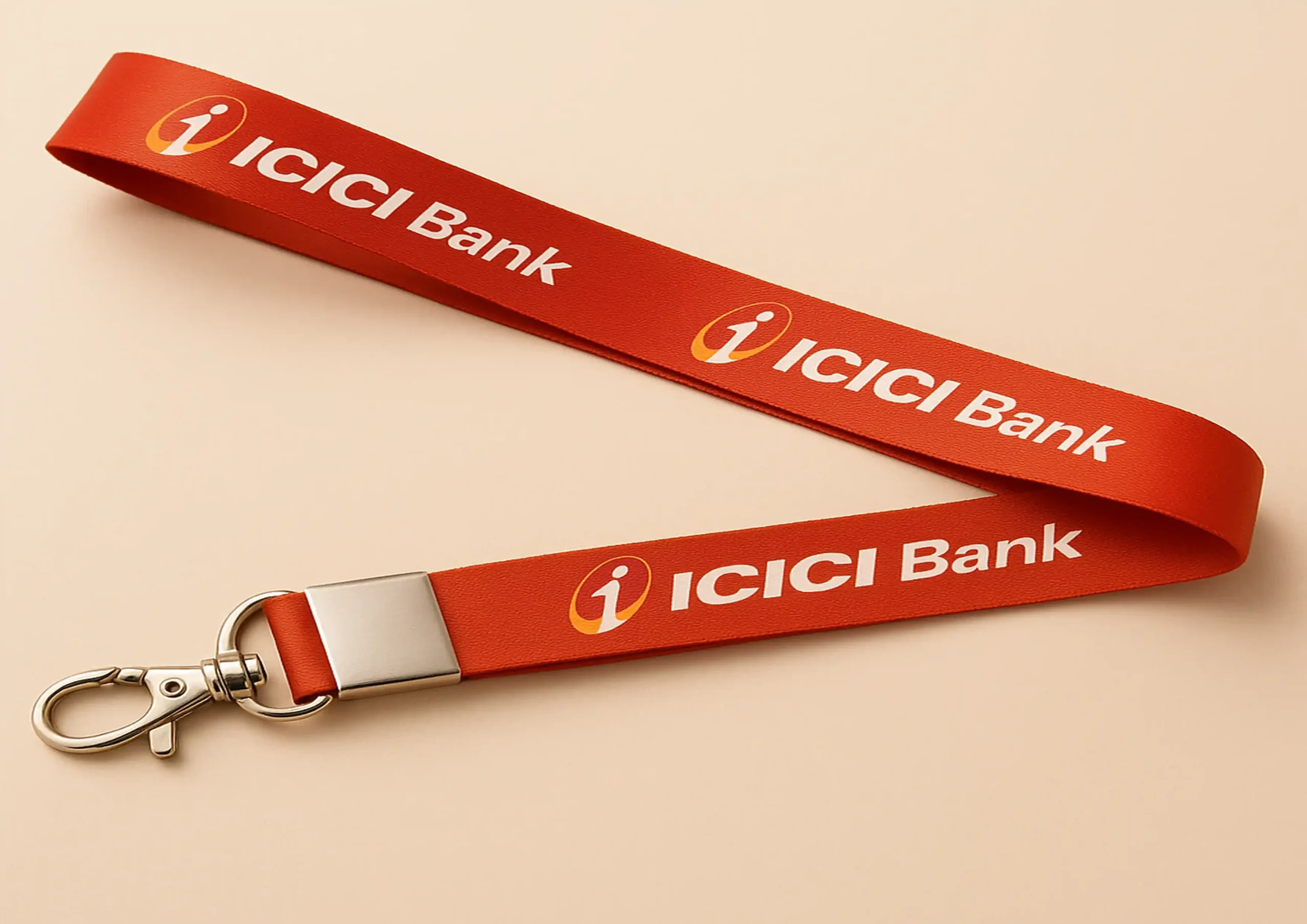 ICICI_3508x2480 ICICI Bank Printed Fabric Lanyard – 16mm & 20mm (Multiple Hook Options) - Image 1