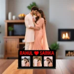 Couple 4 Photo & Name Cut-out Standy